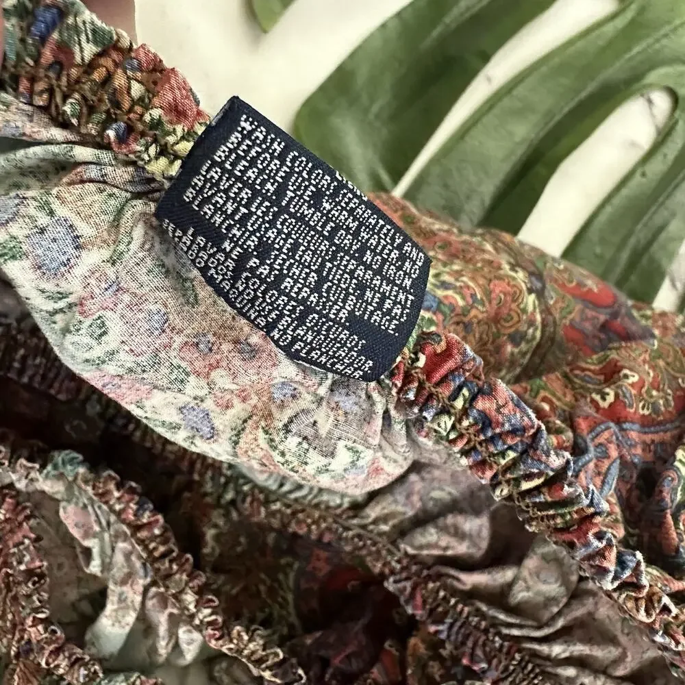 Ralph Lauren Emerson Paisley Print Fitted Bed Sheet Full Size Brown Pink Vintage